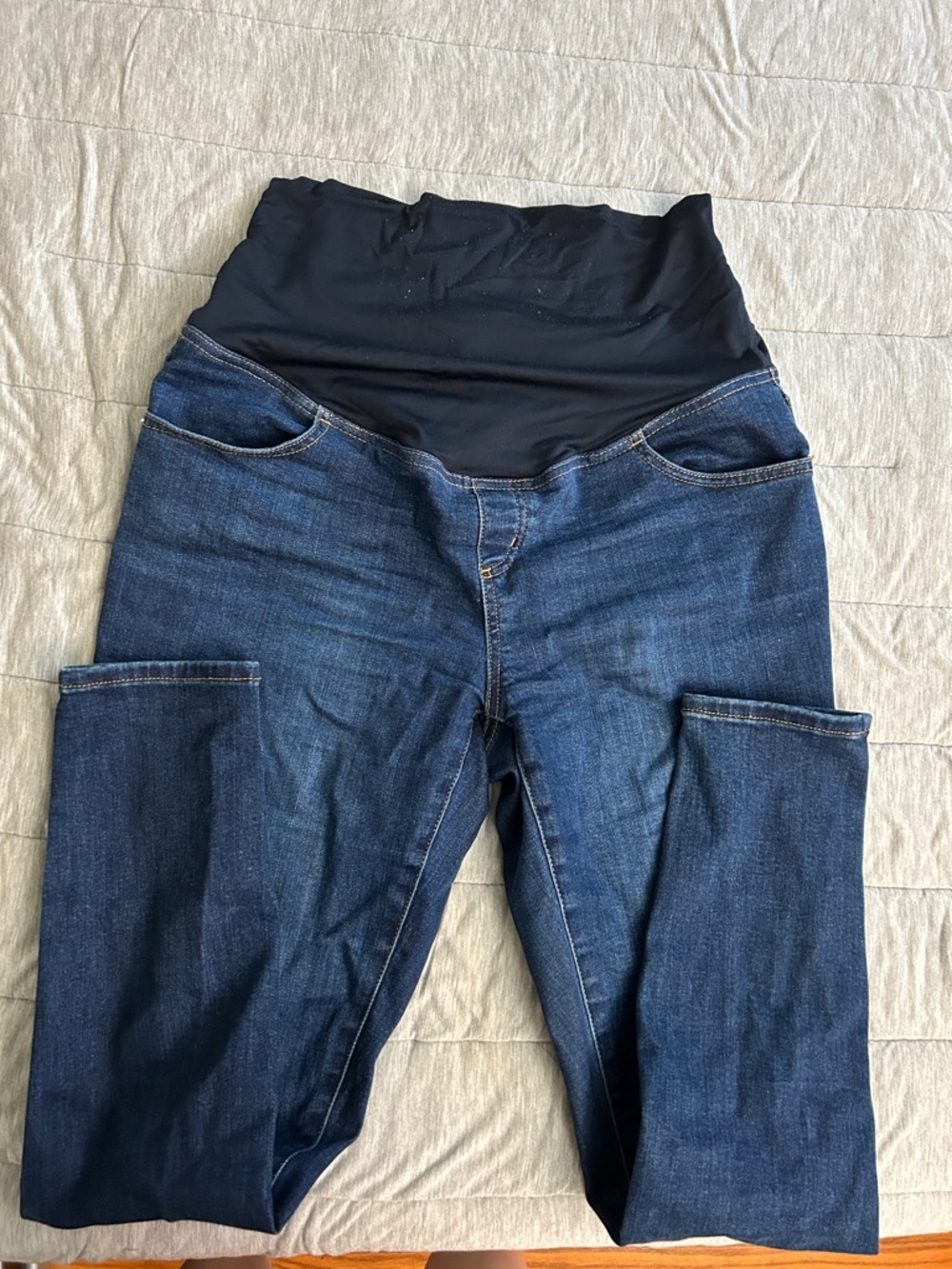 Maternity Dark Blue Stretch Skinny Jeans with Navy Over Belly Band